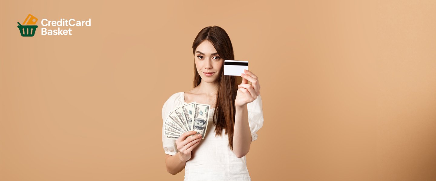 visa card offers - A woman proudly holding cash and her credit card, celebrating the instant savings she secured via the Air India Visa offer for her 2026 travels.